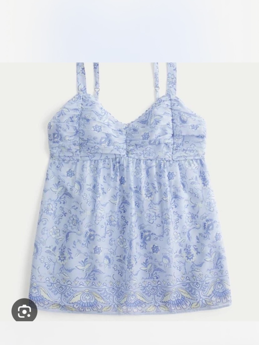 Hollister Light Blue Floral Lace-Trim Cami